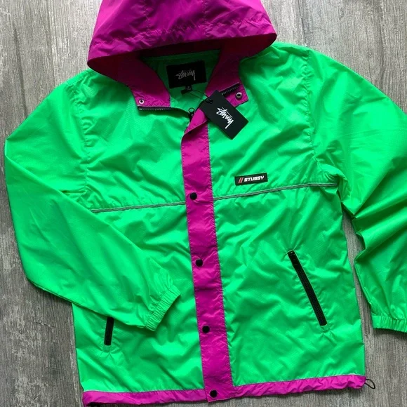 π₯π₯STUSSY - HONEY COMB HOODED WINDBREAKER JACKETπ₯π₯ - Picture 1 of 10